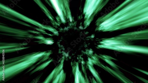 Warp flaming neon retro tunnel wormhole moving in hyperspace green galaxy cosmos, abstract planet energy 4K Disco music futuristic template