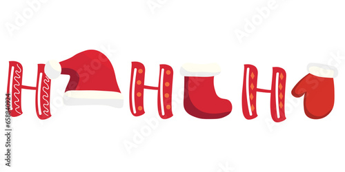 Stylish word HO-HO-HO on white background