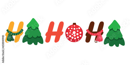 Stylish word HO-HO-HO on white background