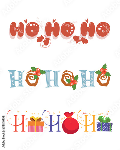 Set of stylish words HO-HO-...