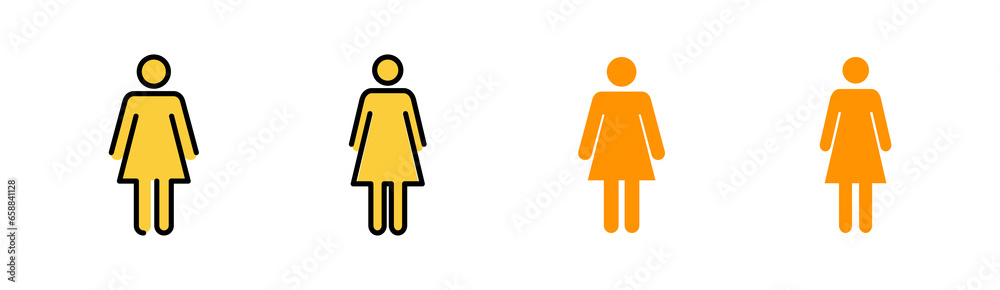 Female icon set for web and mobile app. woman sign and symbol Female icon set for web and mobile app. woman sign and symbol