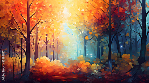sunset in the forest wallpaper
