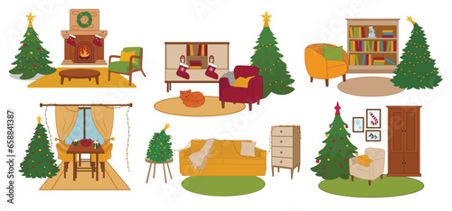 Set of interiors of living ...