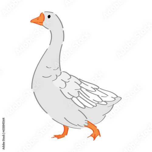 Cute goose on white background