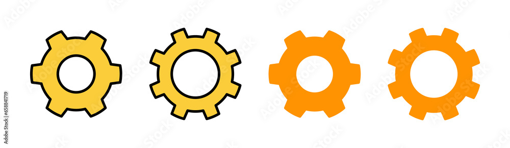 setting Icon set for web and mobile app. Cog settings sign and symbol. Gear Sign