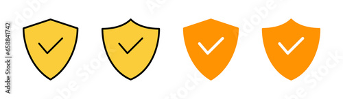 Shield check mark icon set for web and mobile app. Protection approve sign. Insurance icon