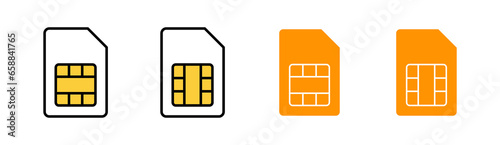 Sim card icon set for web and mobile app. dual sim card sign and symbol