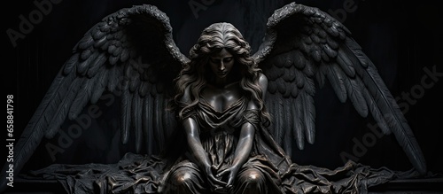 Eternal sadness depicted by an angel symbolizing life and death With copyspace for text