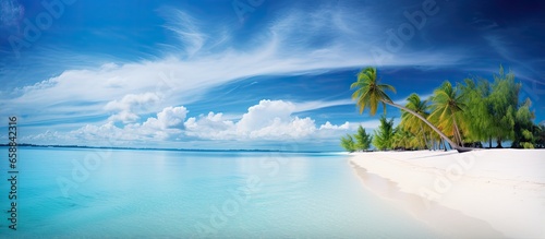 Maldives Alimatha beach in Vaavu atoll With copyspace for text