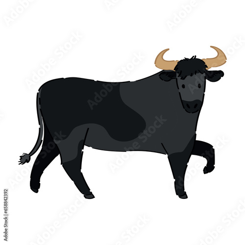 Black cow on white background