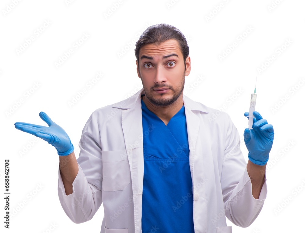 Young male doctor isolated on white Young male doctor isolated on white
