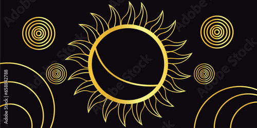 Drawing of Solar System on dark background. Winter solstice