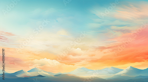 Autumn sunrise cloudy sky over mountains  Abstract colorful peaceful sky background © Ziyan Yang