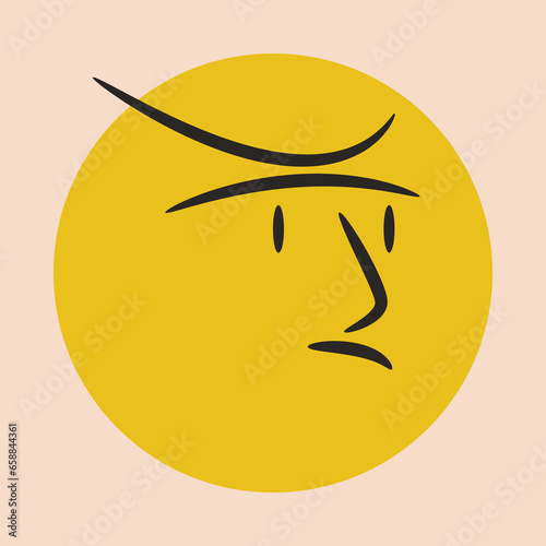 cartoon emoticon with tired expression