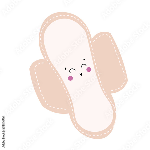 Cute menstrual pad on white background
