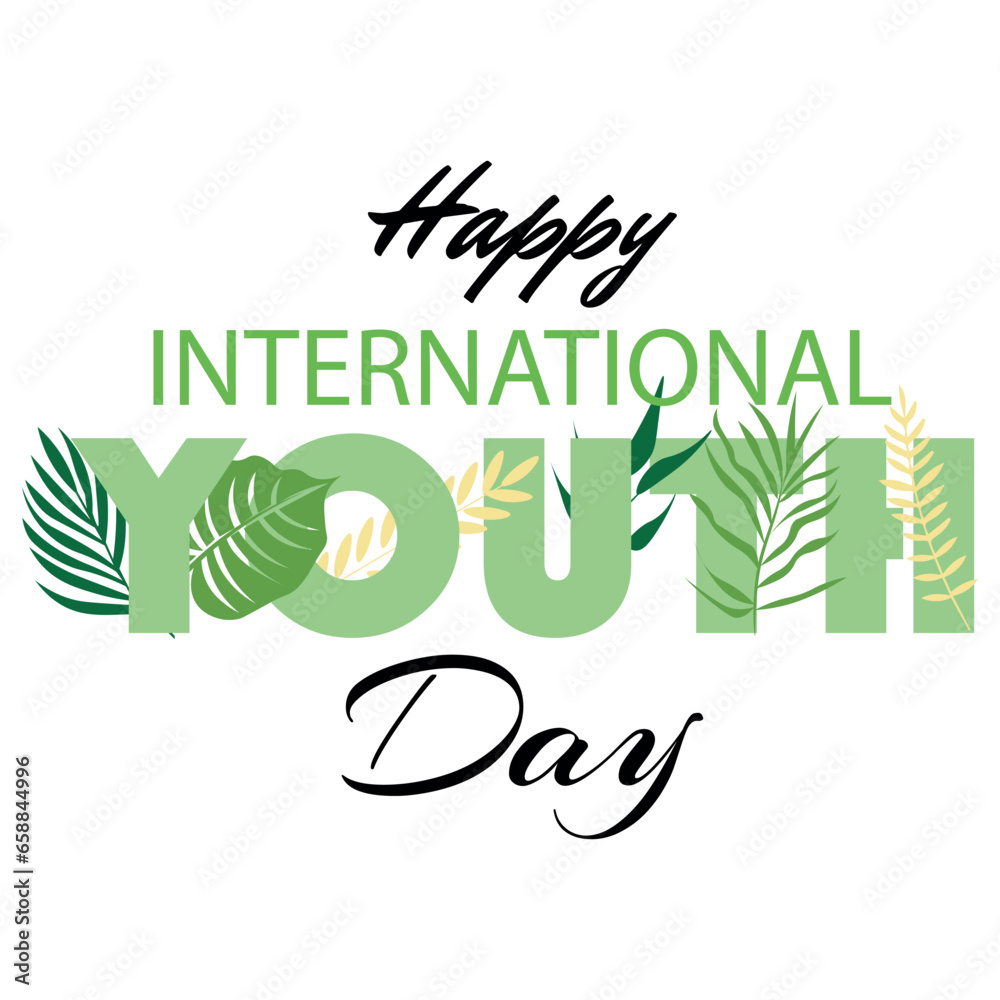 Fototapeta premium Text HAPPY INTERNATIONAL YOUTH DAY on white background 
