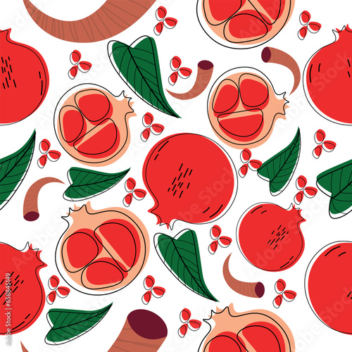 Red pomegranates with shofa...