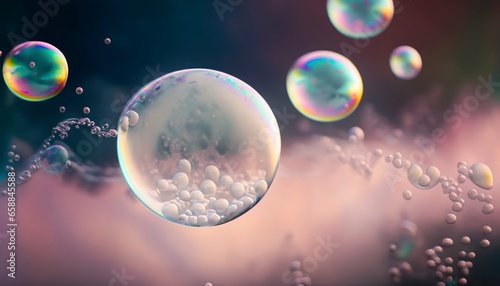 bubble drifting in the wind  with soft colors