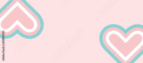 Banner for design with hearts on pink background. Concept of transgenders