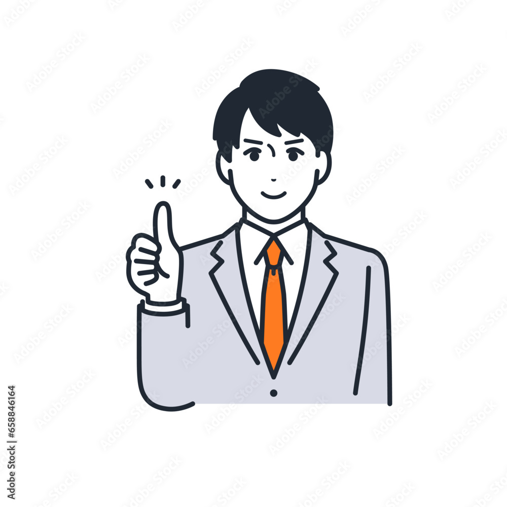 笑顔でグッドサインをする男子学生のシンプルなベクターイラスト素材 笑顔でグッドサインをする男子学生のシンプルなベクターイラスト素材