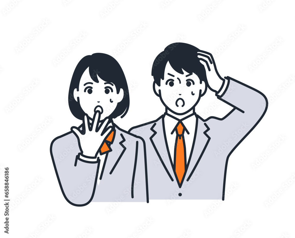 驚く男女の学生のシンプルなベクターイラスト素材 驚く男女の学生のシンプルなベクターイラスト素材