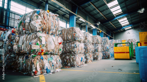 Compressed recycling bundles in recycling center