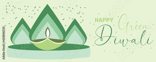 Greeting banner for Green Diwali (Indian Festival of Lights)
