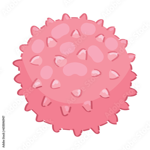 Pink prickly ball on white ...