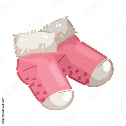 Cute baby socks on white ba...