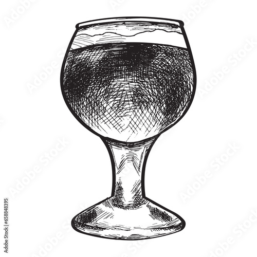 Glass of fresh beer on white background