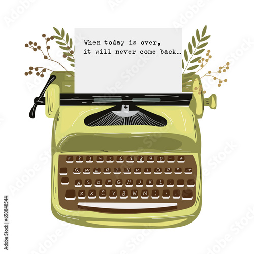 Vintage typewriter on white background
