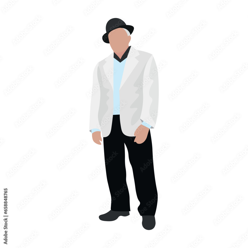 Stylish elderly man on white background