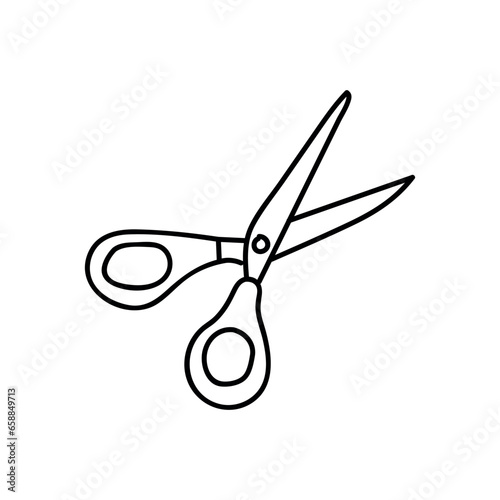 Sharp scissors on white background