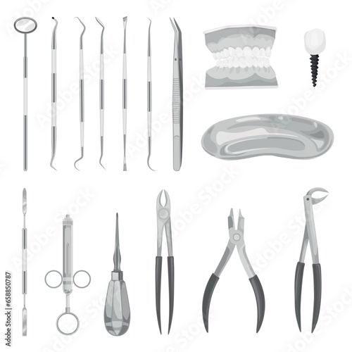 Set dentist's supplies on white background