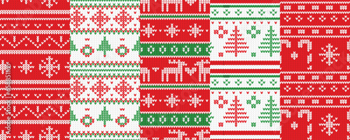 Christmas winter pattern print set for jersey or t-shirt. pixel deers and christmas trees. christmas patterns set photo