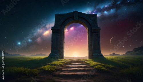 A celestial gateway to another dimension, revealing the majestic beauty of the cosmos. photo