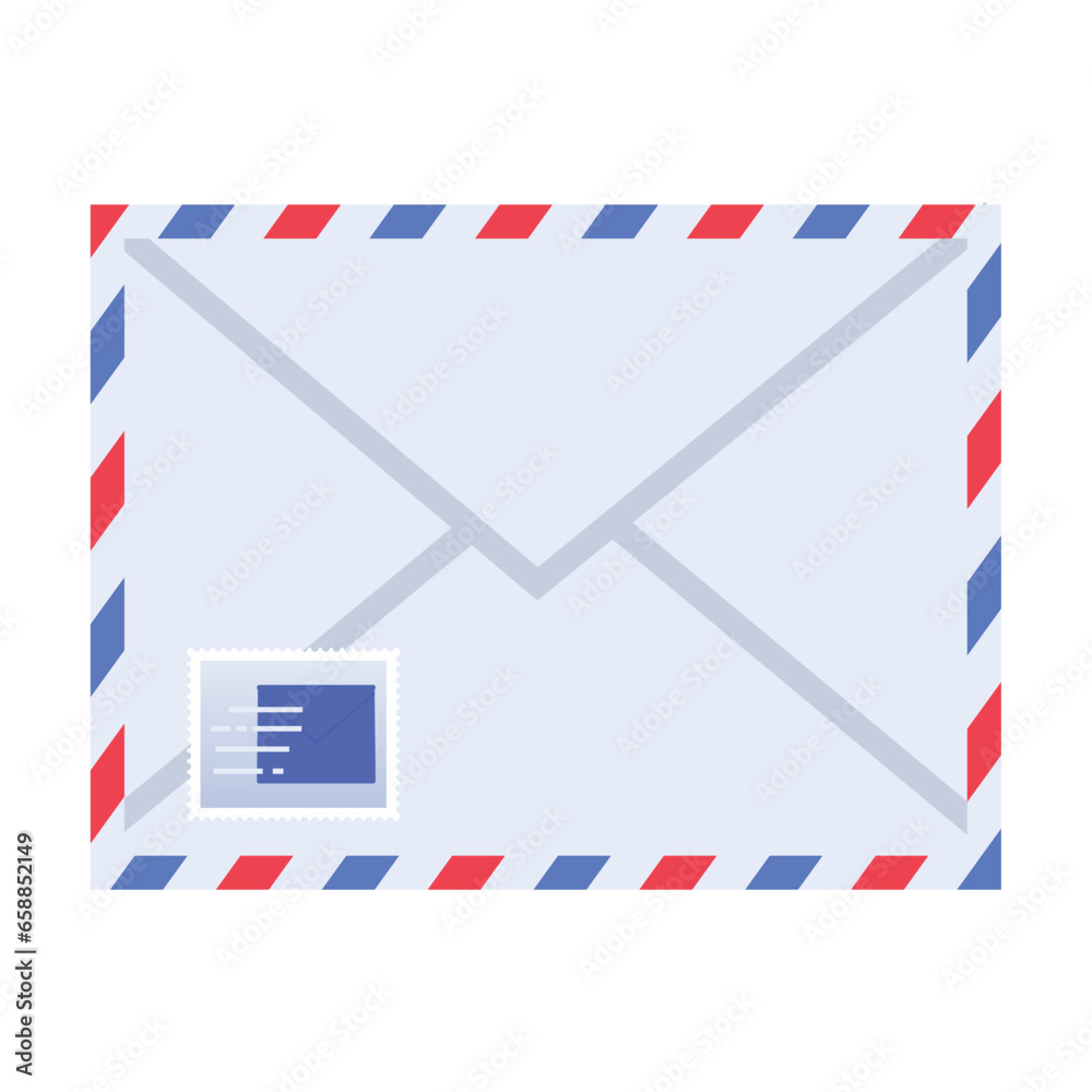 Paper envelope with post mark on white background Paper envelope with post mark on white background