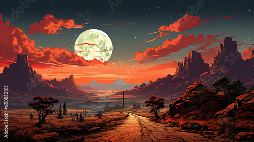 Fotografía American desert road landscape ai pixel game scene