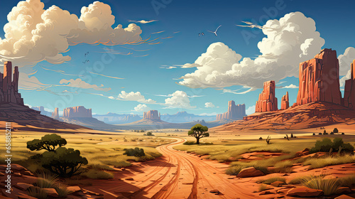 American desert road landscape ai pixel game scene