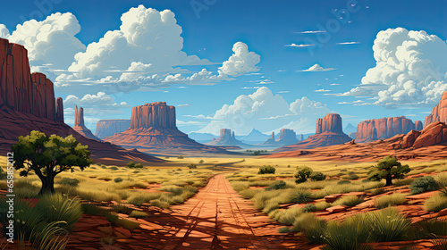 American desert road landscape ai pixel game scene