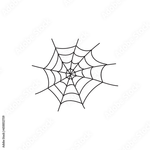 Spider web on white background