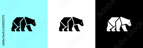 clean geometric black-white bear logo icon tattoo