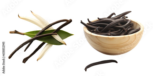Vanilla bean, transparent background, isolated image, generative AI
