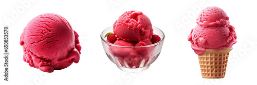 Raspberry Sorbet, transparent background, isolated image, generative AI
