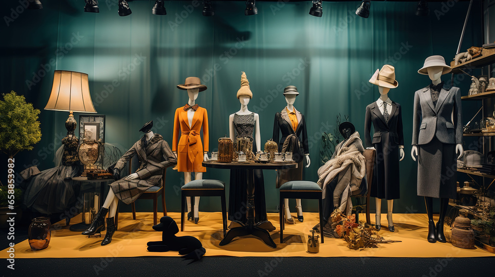 Captivating and Unforgettable Fashion Shop Display Featuring Stunning Mannequins Showcasing a Diverse Array of Unique Clothing Pieces That Will Leave You Awestruck and Inspired