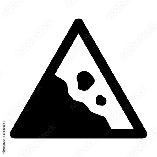 Warning Landslide solid glyph icon