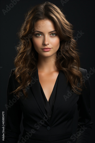 Elegant Colombian Beauty- A Captivating Vision in Black. AI Generated