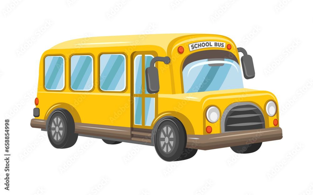 Yellow school bus on white background 