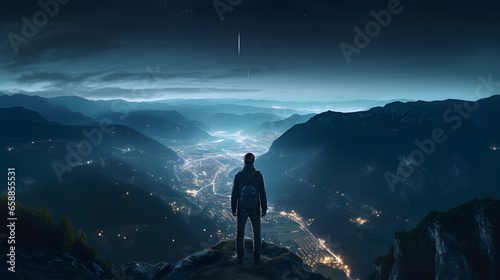 person on the top of the mountain wallpaper