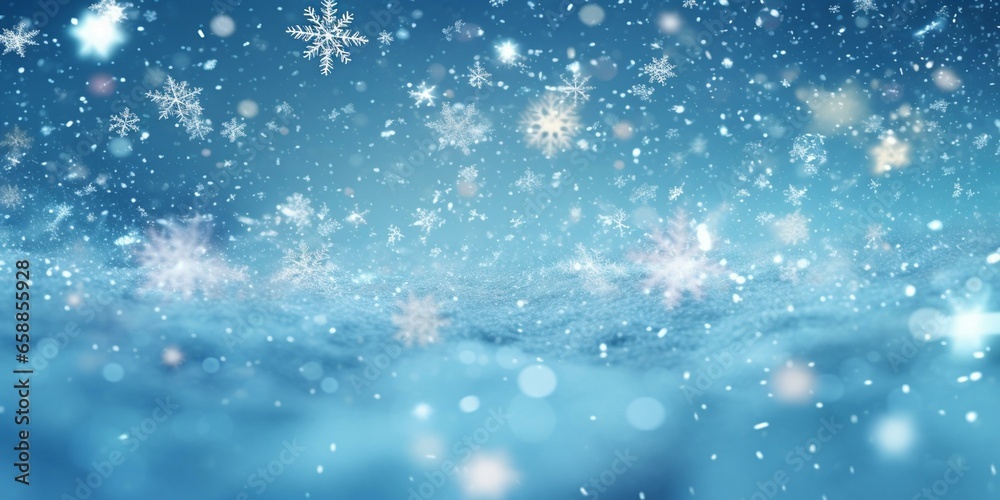 Fototapeta premium christmas snowy winter snowflakes falling background cinematic